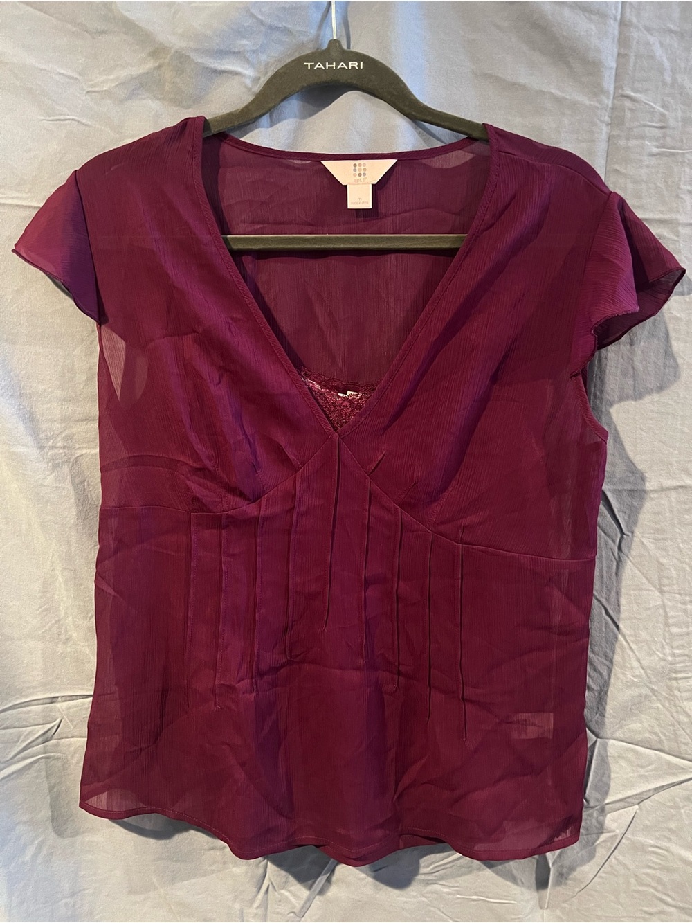 Apt. 9 Plum V-Neck Short Sleeve Blouse